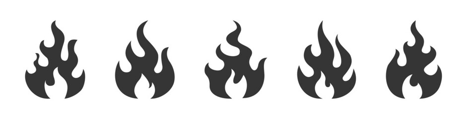 Fire flame silhouette icons symbol vector illustration on white background