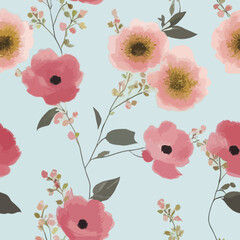 colourfull floral pattern watercolour flower seamless  design 