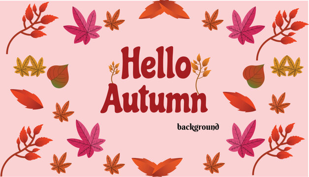 hello autumn background with leaf illustration