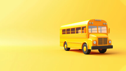 Fototapeta na wymiar Traditional yellow schoolbus isolated on yellow background. 3D Illustration. AI Generated.