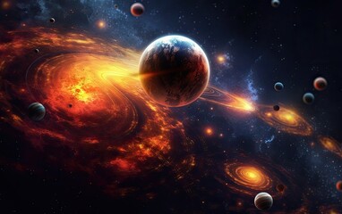 Obraz na płótnie Canvas The planets in space.