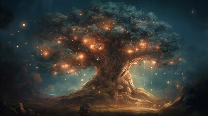Obraz na płótnie Canvas Magic tree in the forest. Generative AI
