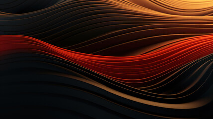 Abstract dark background, graphic design smooth black-red lines backdrop