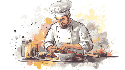 A skilled and passionate vector illustration of a chef.
