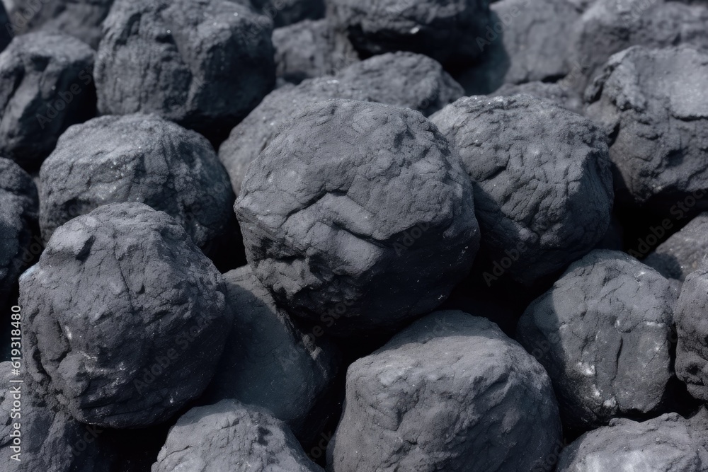 Poster stack of dark-colored rocks with a textured surface