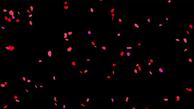 Heart falling alpha elements with heart particle filling looped for overlay on your footage