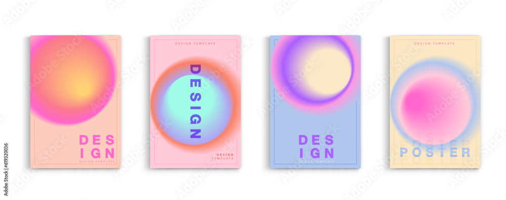 Poster vibrant minimal poster collection with abstract gradient circles. backgrounds color gradient. applic