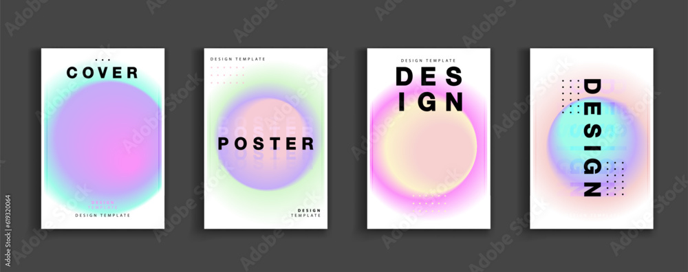Poster vibrant minimal poster collection with abstract gradient circles. backgrounds color gradient. applic