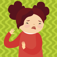 Illustration of a Cute Little Girl Crying. Vector illustration