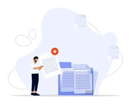Add files concept illustration. Suitable for landing page, ui, web, App intro card, editorial, flyer, and banner.
