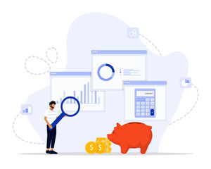 Manage money concept illustration. Suitable for landing page, ui, web, App intro card, editorial, flyer, and banner.