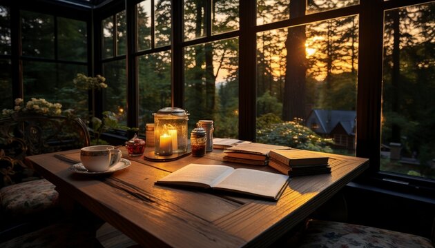 Fototapeta forest outside the window