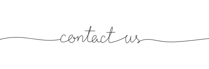 contact us word - continuous one line with word. Minimalistic drawing of phrase illustration.