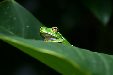 Generative AI.
a frog behind a leaf