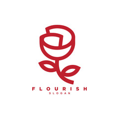 Simple monoline rose flower logo design for your brand or business
