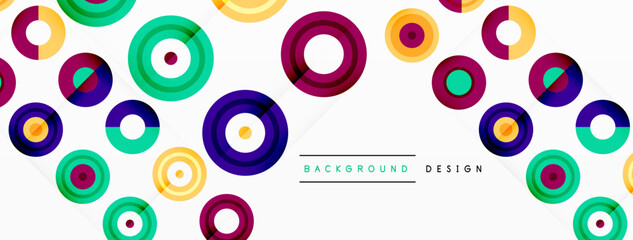 Fototapeta premium Abstract background with circle symmetric grid composition. Circle pattern creating sense of movement. Grid adds structure and balance to the composition, with equal spacing between each circle