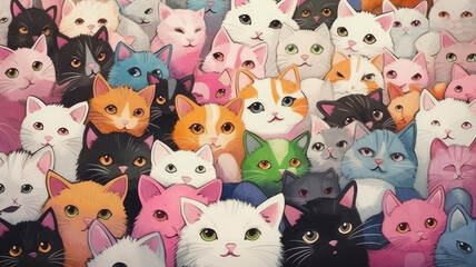  many cats look into the frame