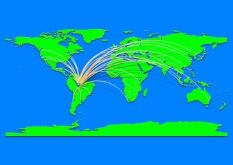 Naklejka premium Vibrant Ji-Paraná, Brazil map - Export concept map for Ji-Paraná, Brazil on World map. Suitable for export concepts. File is suitable for digital editing and prints of all sizes.