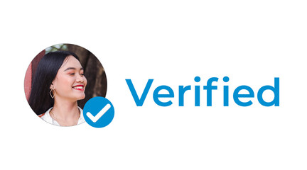A blue checkmark next to a profile picture. A verified personal social media account indicated by a...