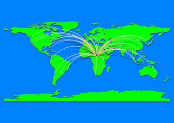 Naklejka premium Vibrant N'Délé, Central African Republic map - Export concept map for N'Délé, Central African Republic on World map. Suitable for export concepts.