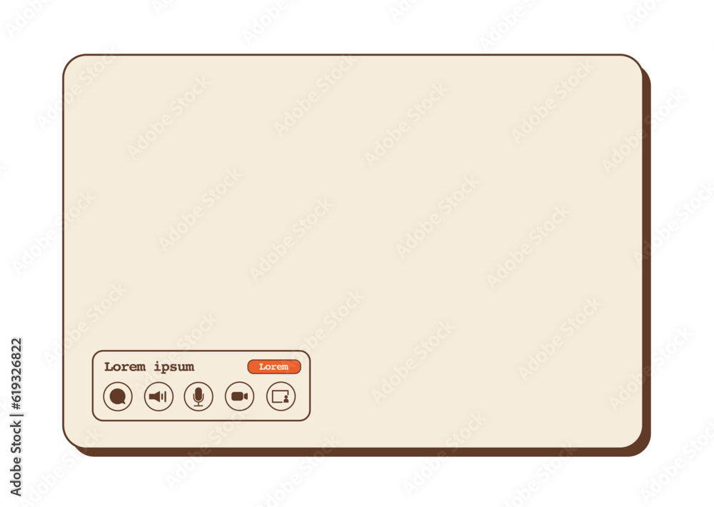 Poster video call conference ui template with widget. audio or video chat icons and red button. online conf