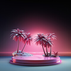 Obraz premium 3D scene design for summer product display. Island podium.