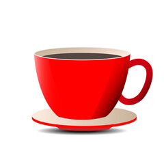 Red cup of coffee on a white background. coffee icon. Vector illustration.