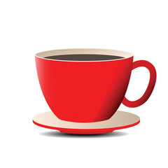 Red cup of coffee on a white background. coffee icon. Vector illustration.