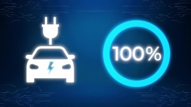 EV Car Electric car dashboard display. Electric Car Charging Indicating.