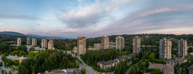 Residential Neighborhood and Apartment Buildings in Suburban City.