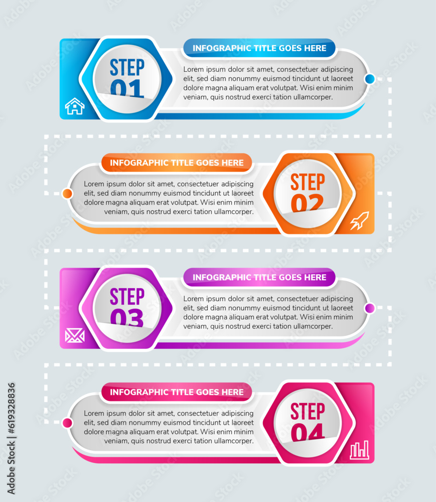 Poster business data visualization. process chart. abstract elements of graph, diagram with 4 steps, four o