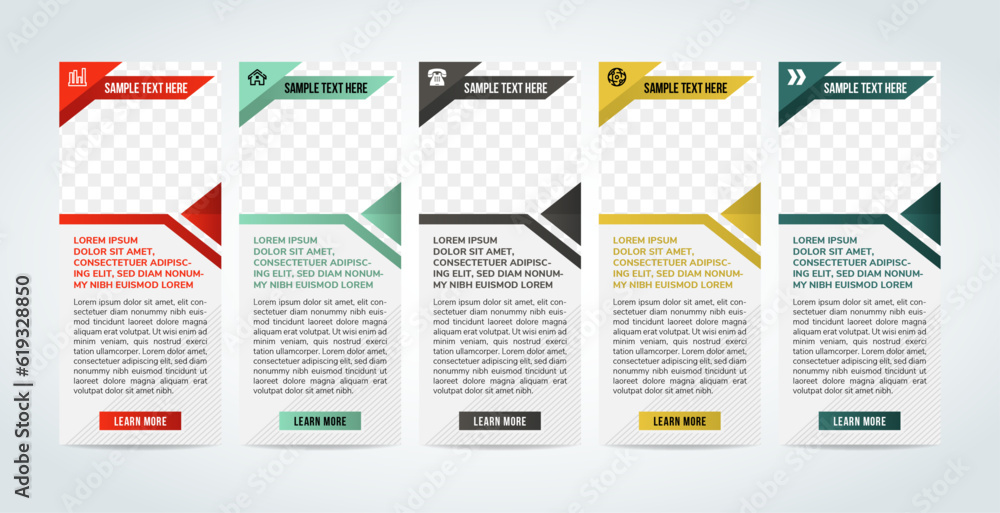 Poster vector infographic company milestones timeline template with big rectangle photo placeholders and sh