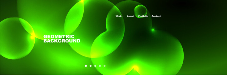 Neon glowing bubbles, circles magic energy space light concept, abstract background wallpaper design