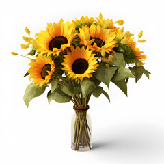 Sunflower splash in water splash on white background. Generative AI