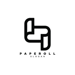 Simple minimal linear paper roll logo design vector