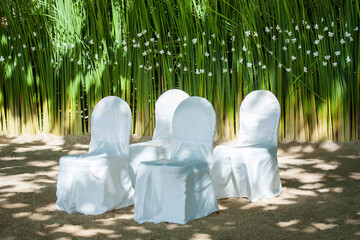 Wedding set up on the beach.