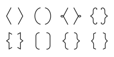 Text brackets, quote, banner icon set