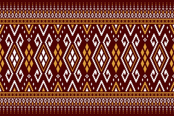 Red traditional ethnic pattern paisley flower Ikat background abstract Aztec African Indonesian Indian seamless pattern for fabric print cloth dress carpet curtains and sarong