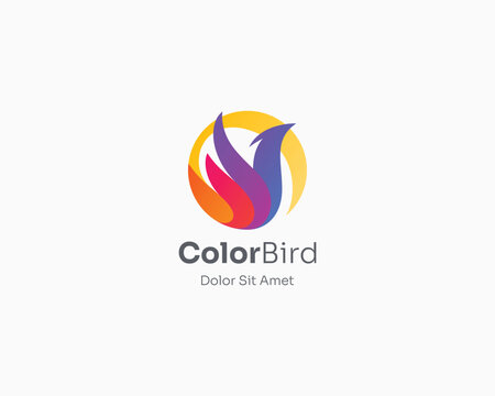 Creative colorful flying bird logo gradient