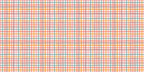 Autumn check border seamless background. Organic hand drawn vector gingham banner. 