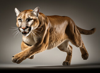 Graceful cougar in motion close up view