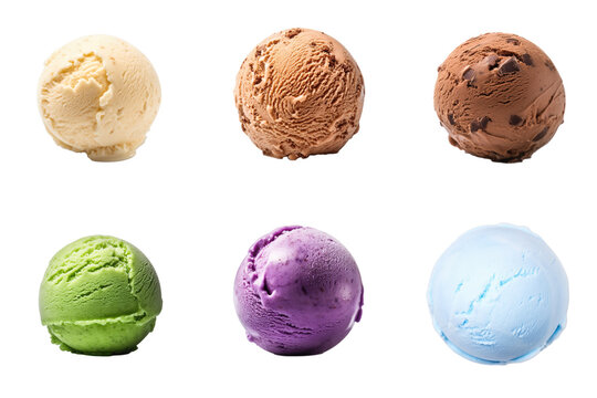 Ice cream balls on a transparent background. Scoops