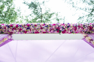 Floral arrangement at a wedding ceremony in Thailand.