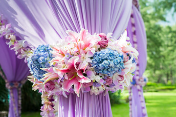 Floral arrangement at a wedding ceremony in Thailand.