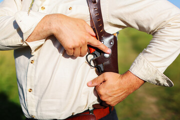 criminal police detective man holding revolver gun 