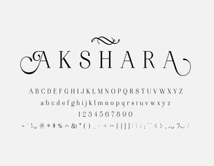 Elegant Font Uppercase Lowercase and Number. Classic Lettering Minimal Fashion Designs. Typography modern serif fonts regular decorative vintage concept. vector illustration