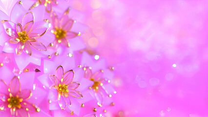 Naklejka premium Luxury pink golden flower background pink shades in 3d abstract style , Illustration from vector about modern template deluxe design of pink flowers in vase, , Valentines day concept