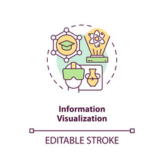 2D multicolor icon representing information visualization, isolated vector illustration, innovation in education.