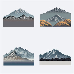 set of mountain landscapes