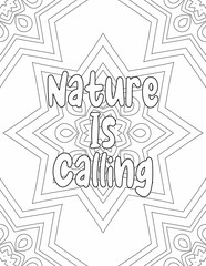 Printable Inspiring Quotes Coloring Pages, Mandala Coloring Pages for Relaxation and Stress-free for Kids and Adults